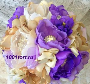 Свадебный брошь букет "Фиолетовый Каприз" (1)