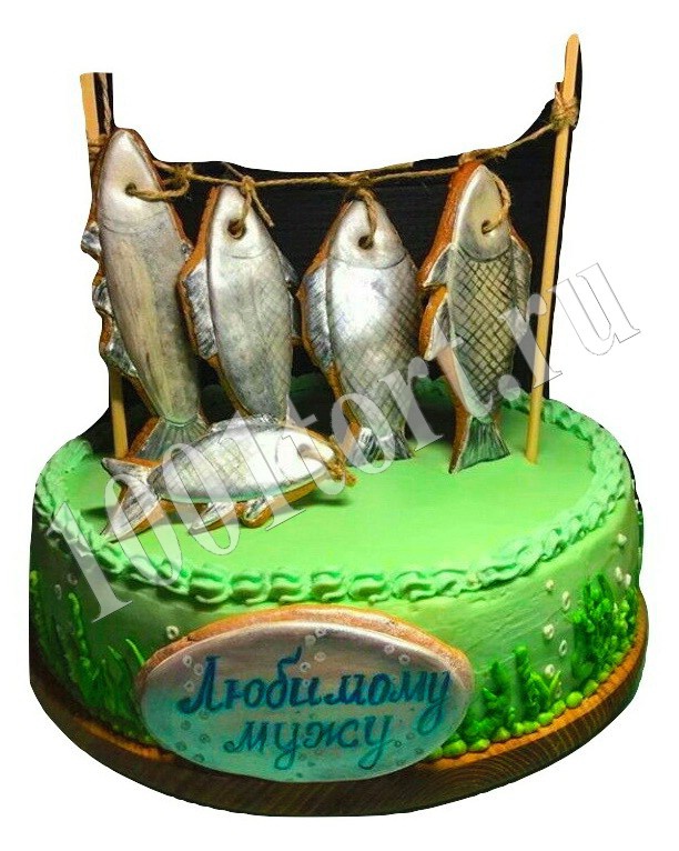 Торт для рыбака в форме рыбы